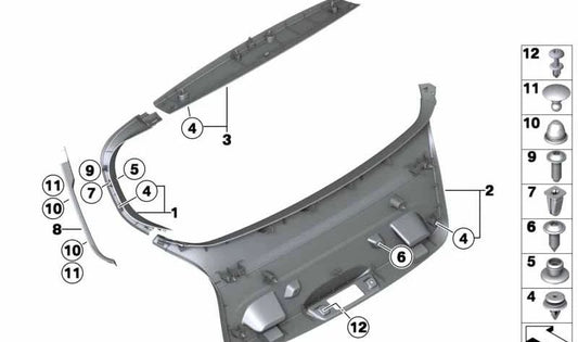 Revêtement inférieur de la porte arrière OEM 51497239905 pour BMW F20, F21. BMW d'origine.