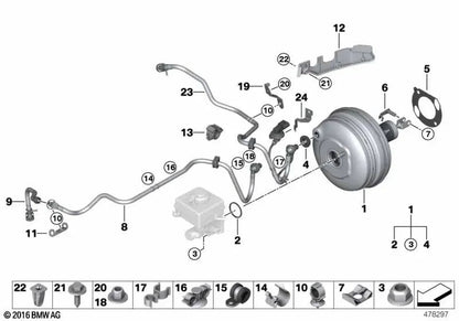 Soporte para BMW Serie 1 E81, E82, E87, E88, Serie 3 E90, E91, E92, E93, Serie 5 E60, E61, Serie 6 E63, E64, Serie 7 E65, E66, X1 E84, Z4 E85, E86 (OEM 34337571857). Original BMW