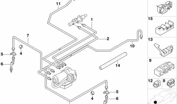 Tubo de freno delantero con recubrimiento de goma OEM 34306755446 para BMW E36. Compatible con sistemas ABS/ASC+T. Original BMW.