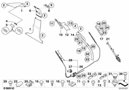 Soporte de Revestimiento Trasero Izquierdo para BMW E61, E61N (OEM 51436964231). Original BMW
