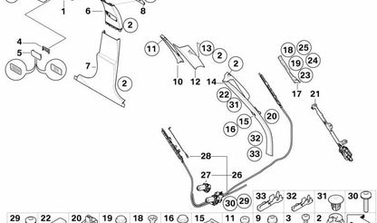 Moldura inferior del pilar A izquierdo OEM 51437066515 para BMW E60, E61. Original BMW.