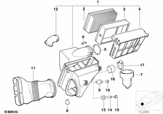 Silenciador de admisión con Cyclon OEM 13711703954 para BMW Serie 3 E36 325i (11/1990-03/1995). Original BMW.