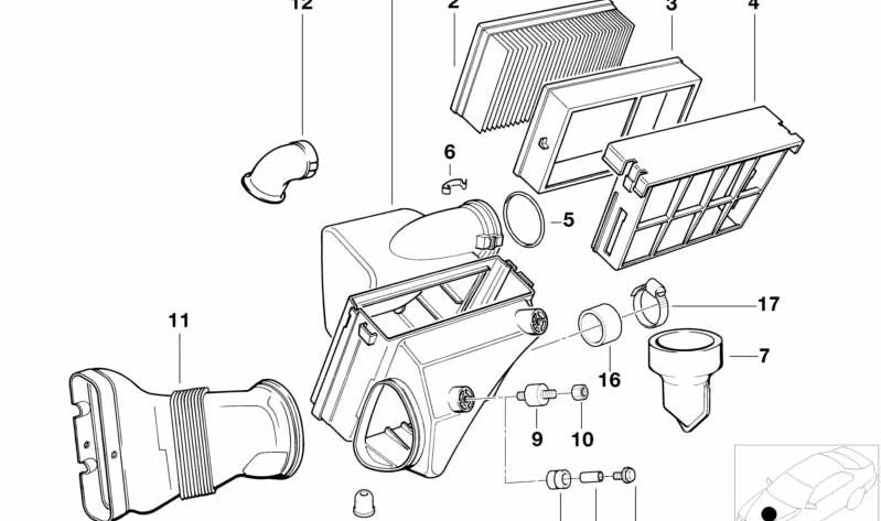 Silenciador de admisión OEM 13711317000 para BMW E36 (316i, 318i, 318is). Original BMW.