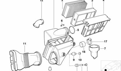 Tubo de admisión de aire OEM 13711433573 para BMW (Modelos compatibles: E36, E38, E39, E46, E53, Z3). Original BMW.