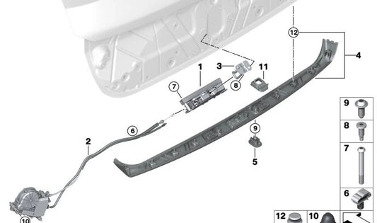 Trunk Lock for BMW G26, F96, G06 (OEM 51249463391). Original BMW