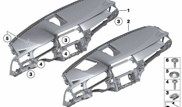 Cubierta del salpicadero OEM 51459160071 para BMW F01, F02, F04. Original BMW.
