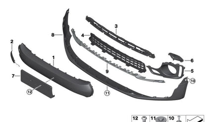Soporte matrícula delantera OEM 51117370807 para MINI F54 (todos los modelos compatibles: Cooper, Cooper D, automático y manual, de 2015 a 2019). Original MINI.