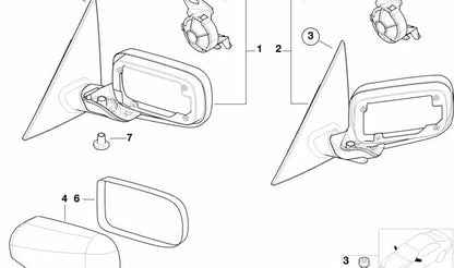 Espejo retrovisor exterior derecho calefactado con memoria OEM 51167003426 para BMW Serie 3 E46. Original BMW.