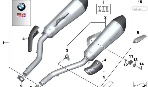 Perno de sujeción OEM 18217724459 para BMW Motorrad K 1600 GT, GTL, GTL Exclusive, Bagger (modelos KK48, KK61, de 2010 a 2027). Original BMW Motorrad.
