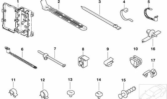 Brida sujetacables OEM 61136911685 para BMW E65 y E66. Pieza original BMW. Ideal para fijar cables en el vehículo de forma segura y ordenada.