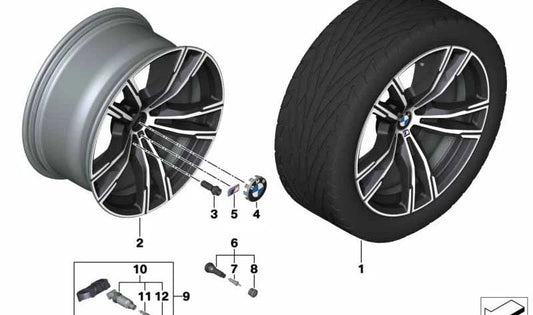 Llanta de aleación Orbitgrey OEM 36108091267 para BMW F91, F92, F93. Original BMW.