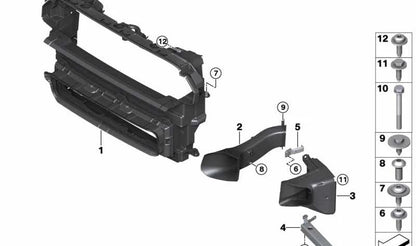 Guía de aire para radiador delantero OEM 51747390474 para MINI Countryman F60, F60 LCI. Original MINI.