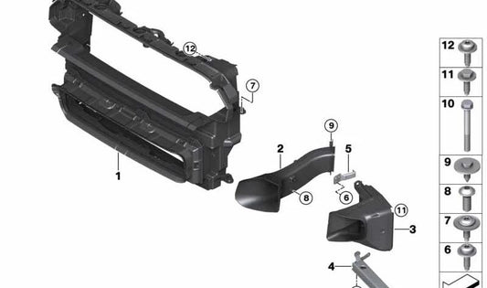 Guía de aire del radiador OEM 51747494894 para MINI Countryman F60, F60 LCI. Original MINI.