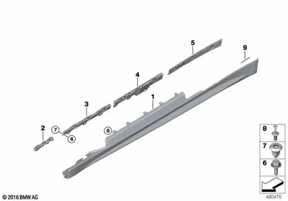 Revestimiento del umbral imprimado izquierdo para BMW Serie 4 F32, F33 (OEM 51778060847). Original BMW
