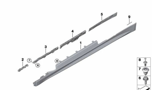 Faldón lateral derecho imprimado OEM 51778060848 para BMW F32, F32N, F33, F33N. Pieza del paquete M. Original BMW.
