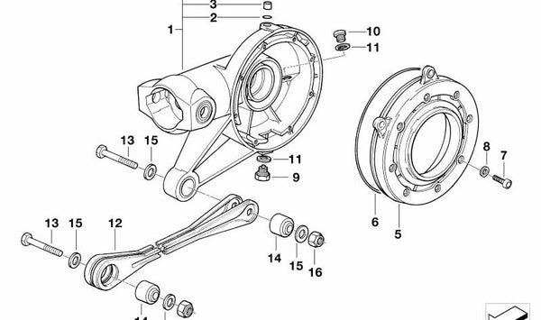 Tirante de plata OEM 33172332372 para motos BMW K1200 LT (1998-2009), K1200 RS (1997-2008). Original BMW Motorrad.