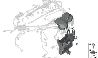 Tapa de caja de distribución eléctrica OEM 12908095698 para BMW Serie 2 G87, Serie 3 G80, G80N, G81, G81N, Serie 4 G82, G82N, G83, G83N. Original BMW.