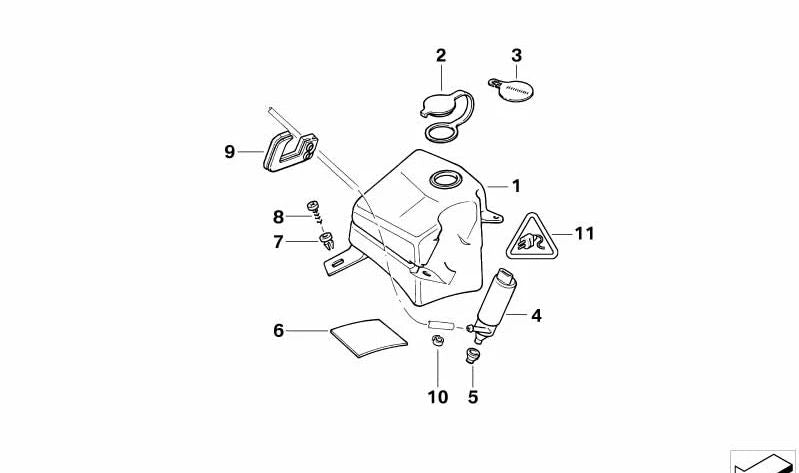 Intensive Cleaning Fluid Reservoir for BMW 7 Series E38 (OEM 61668352899). Original BMW