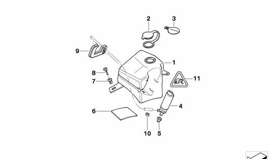 Intensive Cleaning Fluid Reservoir for BMW 7 Series E38 (OEM 61668352899). Original BMW