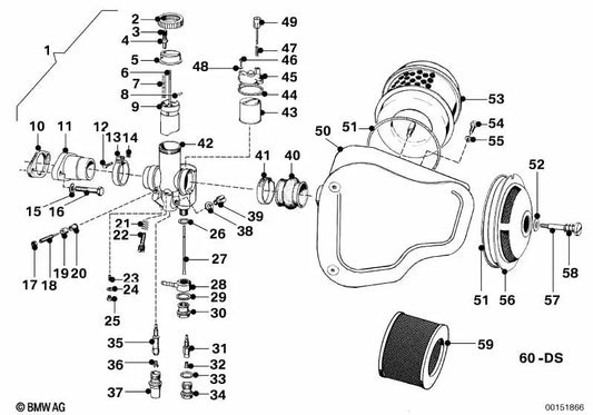 Juego de juntas para carburador OEM 13115590038 para motos BMW R26, R27. Original BMW Motorrad.