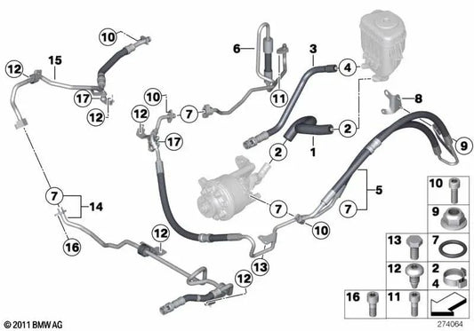 Saugleitung for BMW 5 Series F07, F10, F11, 6 Series F06, F12, F13, 7 Series F01N, F02N (OEM 32416854897). Genuine BMW.