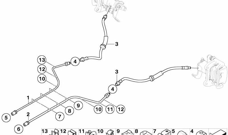 Tubería de freno OEM 34306794855 para MINI R56, R56 LCI, Clubman R55, Clubman R55 LCI, Cabrio R57, Cabrio R57 LCI, Coupé R58. Original MINI.