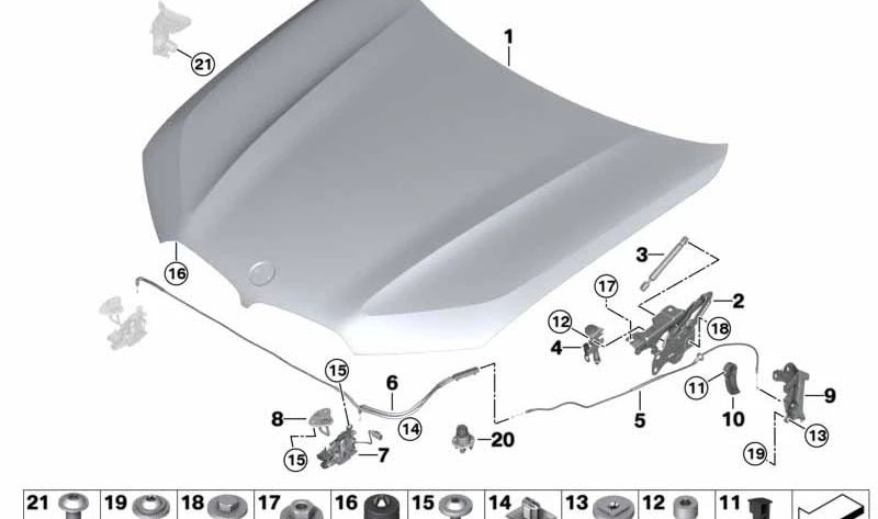 OEM fixing clip 51438493553 for BMW G05, G06, G07. Original BMW.