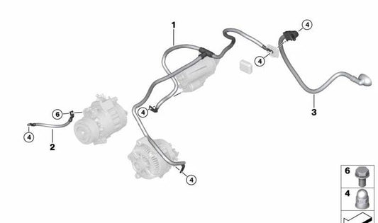 Motor battery/alternator B+ OEM 12427531720 for BMW X5 E53 4.4I (FB61, FB62) and 4.8IS (FA01, FA02). Original BMW.