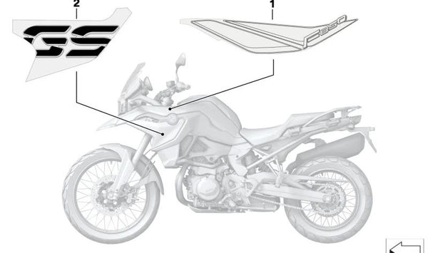 Inscripción embellecedor radiador izquierdo OEM 51149830103 para motos BMW F 850 GS, F 900 GS (K81). Original BMW Motorrad.