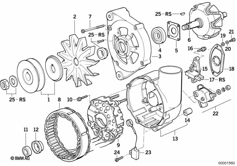 Diodo BMW 5 E34 Series, 7 E32 Series (OEM 12311722962). BMW original