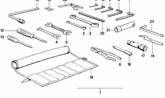 Kit attrezzi di bordo OEM 71112300060 per moto BMW K75, K100, K100 RS... e altro ancora. BMW Motorrad originale.