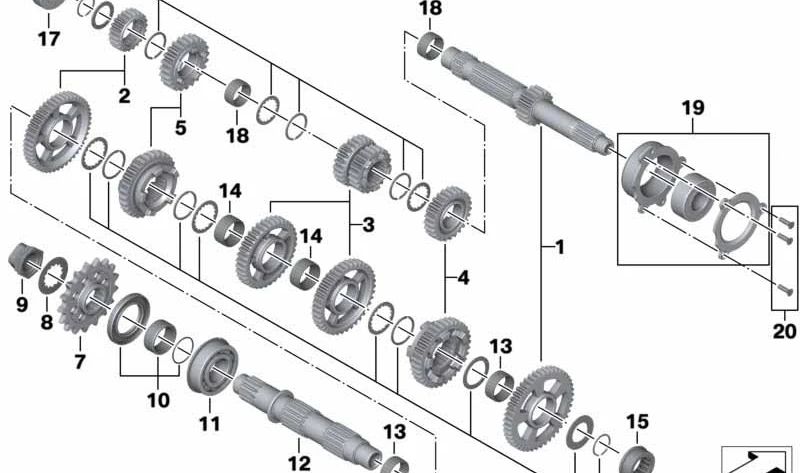 Juego de juntas para eje de salida OEM 23008393978 para BMW Motorrad S 1000 RR (2009–2018), S 1000 R (2013–2020) y S 1000 XR (2015–2019). Original BMW Motorrad.