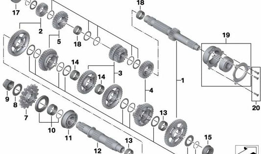 Ensemble de l'axe conjoint OEM 23008393978 pour BMW Motorrad S 1000 RR (2009-2018), S 1000 R (2013-2020) et S 1000 XR (2015-2019). BMW original Motorrad.
