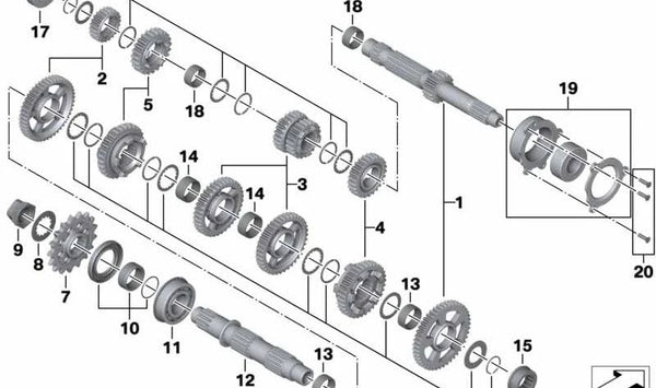 Juego de juntas para eje de salida OEM 23008393978 para BMW Motorrad S 1000 RR (2009–2018), S 1000 R (2013–2020) y S 1000 XR (2015–2019). Original BMW Motorrad.