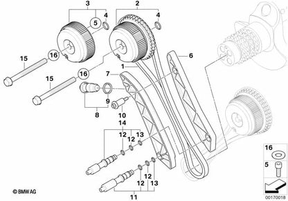 Unidad de ajuste del árbol de levas de escape para BMW E90, E92, E93 (OEM 11367841117). Original BMW