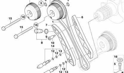 Guía tensora (Spannschiene) OEM 11317838869 para BMW E90, E92, E93. Original BMW.