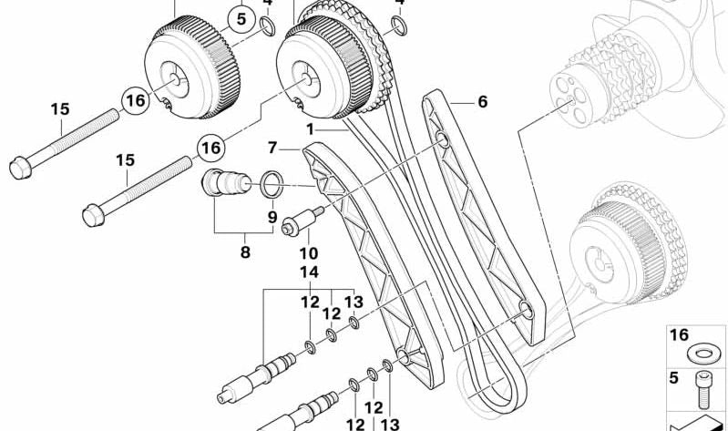 Tornillo central OEM 11367840998 para BMW E90, E90N, E92, E92N, E93, E93N. Original BMW.