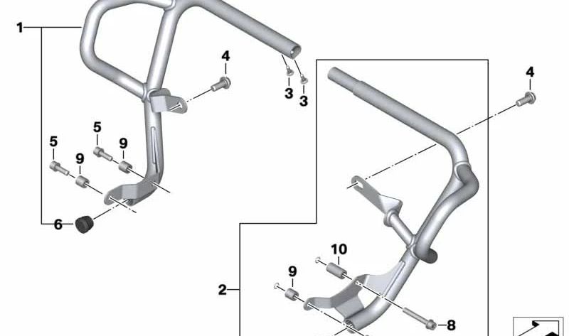 Estribo de protección de motor izquierdo OEM 46638388009 para motos BMW F800GS Adventure. Original BMW Motorrad.