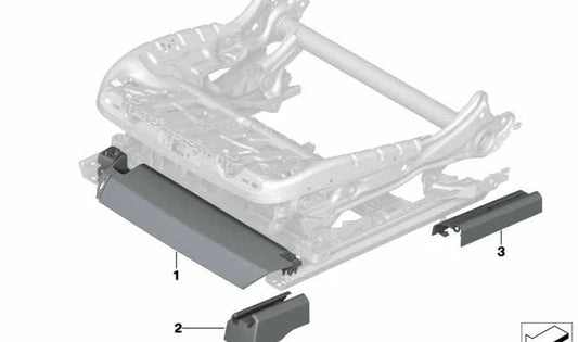 Embellecedor guía asiento izquierdo OEM 52107991145 para BMW G12 (730Ld, 730Li, 740Ld, etc.) modelos fabricados entre 2015 y 2022. Original BMW.
