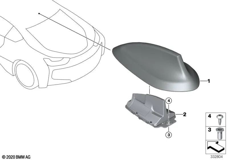 Deckenantenne für BMW E82, F20, F21, F22, E90, E91, E92, F30, F31, F34, F35, F80, F32, F36, F82, F07, F11, I12, E84, F25, F26, E70N, F15, F15, F15, F85, F16, F86 (OEM 65209226893). Original BMW