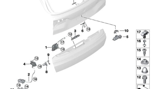 Asistente de cierre automático para maletero OEM 51247441630 para BMW G05, F95, G07, G18. Original BMW.