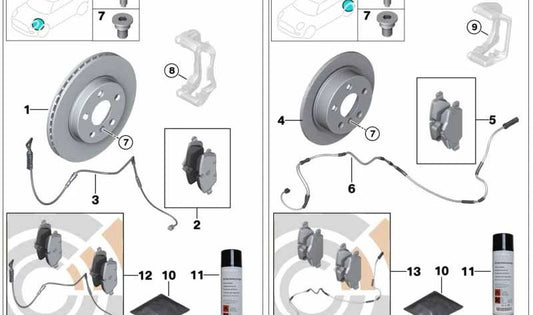 Juego de reparación pastillas de freno sin amianto OEM 34219808172 para MINI R60, R61, R6, 3/20. Original MINI.