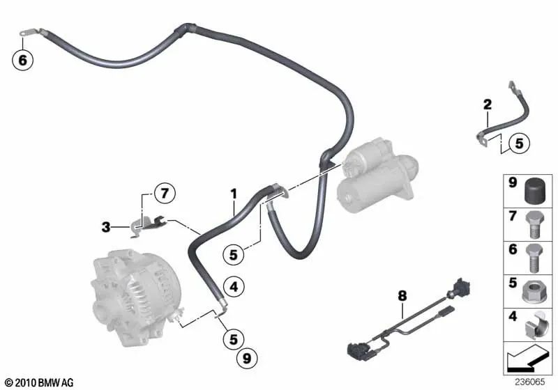 Cabo gerrânico do gerador para BMW Z4 E85, E86 (OEM 12427545142). BMW original