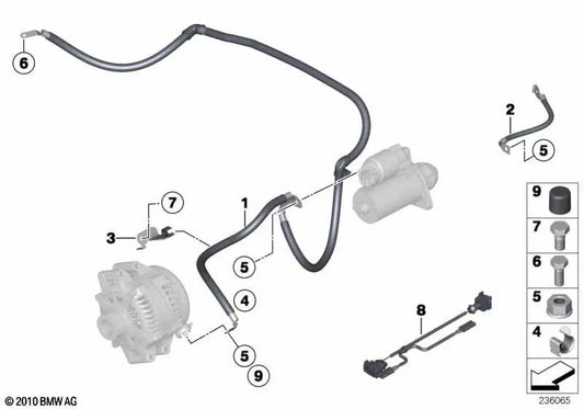 Cabo gerrânico do gerador para BMW Z4 E85, E86 (OEM 12427545142). BMW original