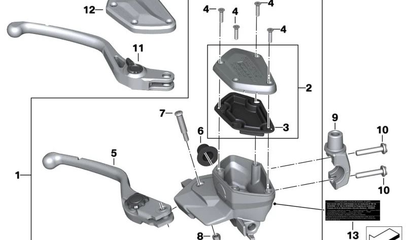 Abrazadera derecha OEM 32728542296 para BMW Motorrad R 1200 RT (RK52), R 1250 RT (RK52), R 1200 RS (RK54) y R 1250 RS (RK54). Original BMW Motorrad.