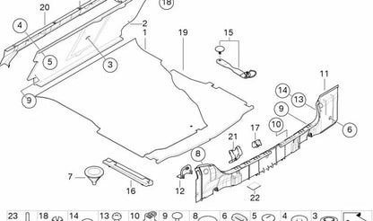 OEM 5147826559 Placa de tronco para BMW E46. Escove o pedaço de piso para um ajuste perfeito. BMW original.