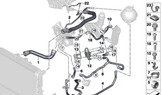 Tubería válvula conmutación EGR OEM 11538514437 para BMW F20, F21, F22, F23, F30, F31, F34, F32, F33, F36, F10, F11, G30, G31, G11, G12, F25, F26, F15. Original BMW.