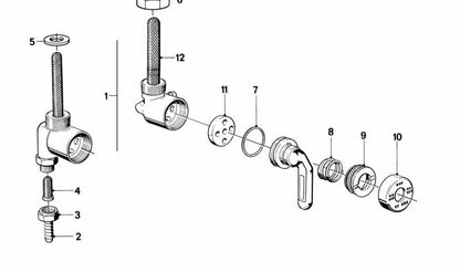 Conector de manguera OEM 16121233366 para BMW Motorrad R50, R60/5, R75/5, R100 (R247: 0375, 0385, 0393, 0425, 0435, 0304, 0314). Original BMW.
