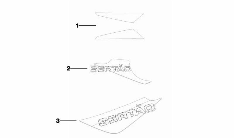 Moldagem decorativa traseira direita OEM 51148529874 para BMW Motorrad G 650 GS Sertão. BMW Motorrad original.
