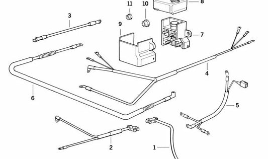 OEM Battery Cable 12421737105 for BMW E32. Original BMW